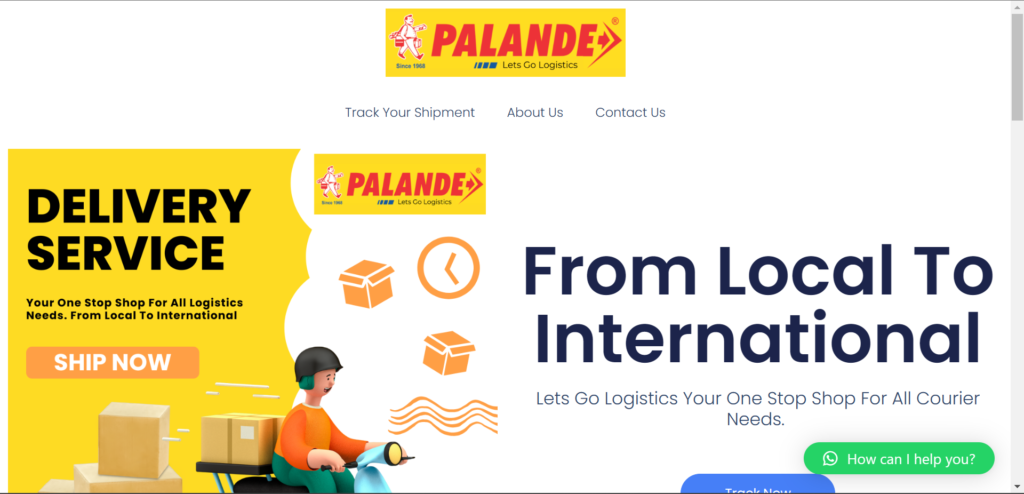 Website development & design for Palande couriers pune